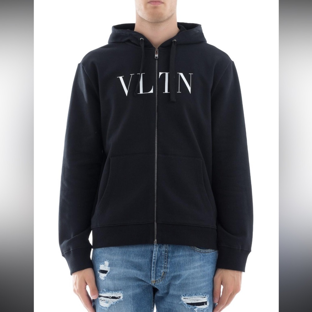 Valentino VLTN Black Zip-Up Hoodie – Luxury Designer Sweatshirt